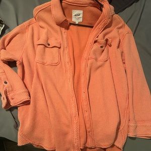 Aerie waffle knit button up